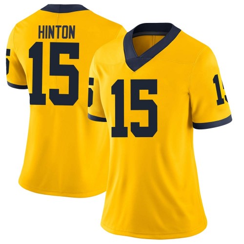 Christopher Hinton Michigan Wolverines Women's NCAA #15 Maize Limited Brand Jordan College Stitched Football Jersey MRM5454SV